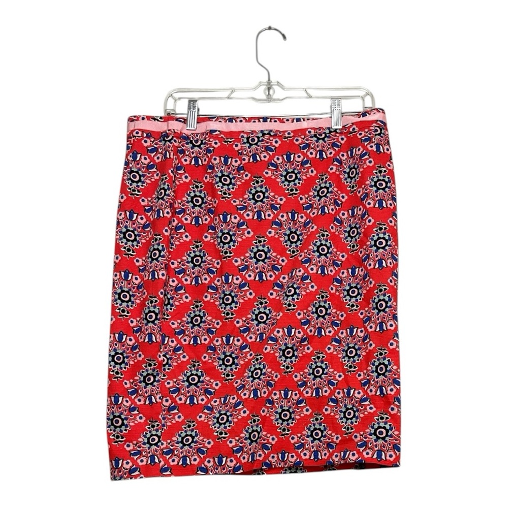 Women’s NWT Boden Red Pop Floral Bouquet pencil skirt, size 12R